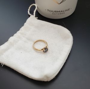 Grey Moissanite and Gold Ring sz 7